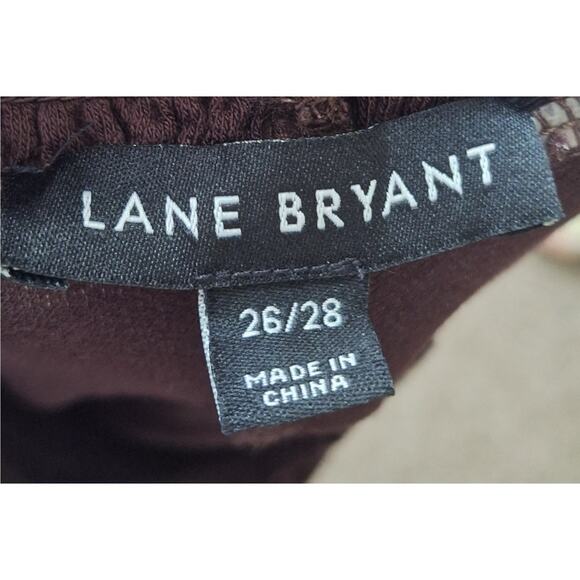 Lane Bryant Women 4x Brown Lightweight Mock Neck Balloon Sleeve Babydoll Blouse - Picture 3 of 7